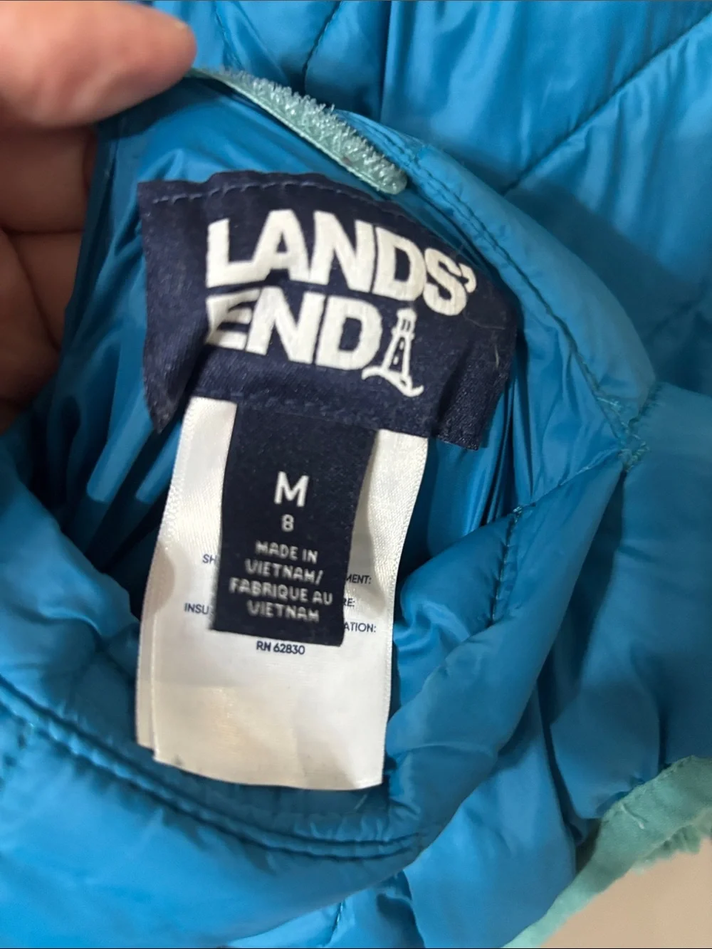 Lands’ End Blue Reversible Winter Puffer Soft Coat Jacket Size Medium